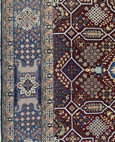 27151067d - Esfahan fein, Persien, Mitte 20. Jhd, Korkwolle auf Seide, ca. 345 x 230 cm, ca. ...