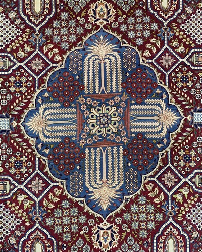 27151067e - Esfahan fein, Persien, Mitte 20. Jhd, Korkwolle auf Seide, ca. 345 x 230 cm, ca. ...