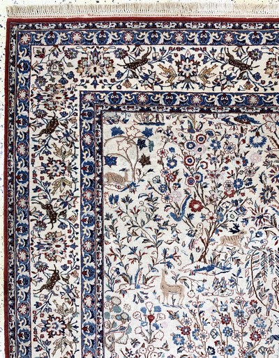 27151069c - Nain´Tudeschk´fein, Persien, Mitte 20.Jhd, Korkwolle auf Baumwolle, ca. 240 x 160 cm, ...