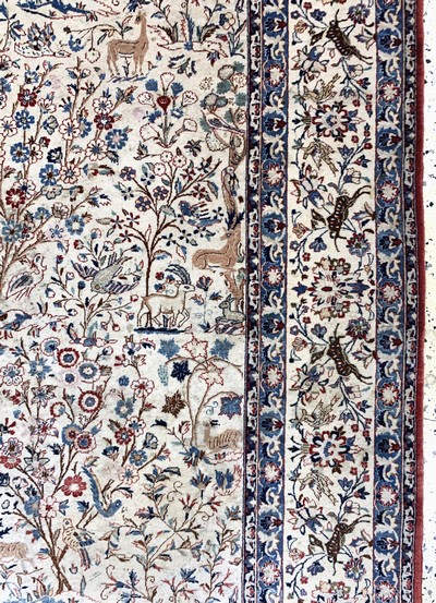 27151069f - Nain´Tudeschk´fein, Persien, Mitte 20.Jhd, Korkwolle auf Baumwolle, ca. 240 x 160 cm, ...