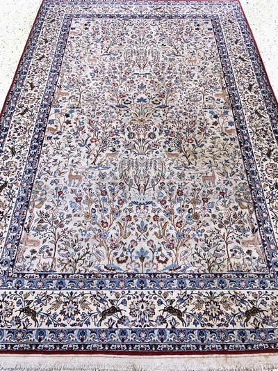 27151069g - Nain´Tudeschk´fein, Persien, Mitte 20.Jhd, Korkwolle auf Baumwolle, ca. 240 x 160 cm, ...