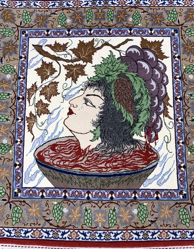 27151086c - Esfahan fein, Persien, Ende 20.Jhd, Korkwolle auf Seide, ca. 64 x 60 cm, EHZ: 1-2 ...