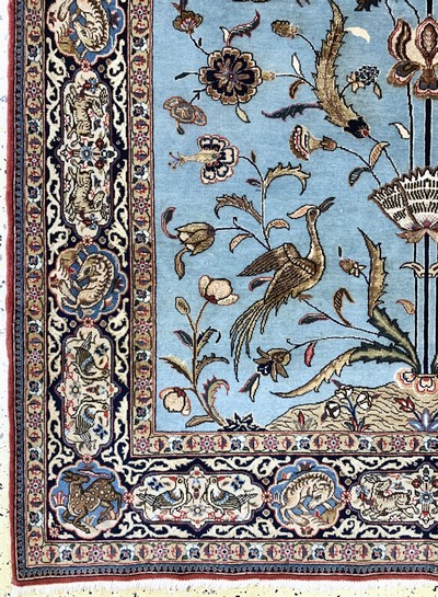 27151120c - Ghom Kork alt, Persien, Mitte 20.Jhd, Korkwolle mit Seide, ca. 216 x 140 cm, ...