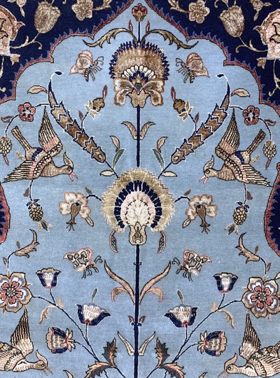 27151120d - Ghom Kork alt, Persien, Mitte 20.Jhd, Korkwolle mit Seide, ca. 216 x 140 cm, ...