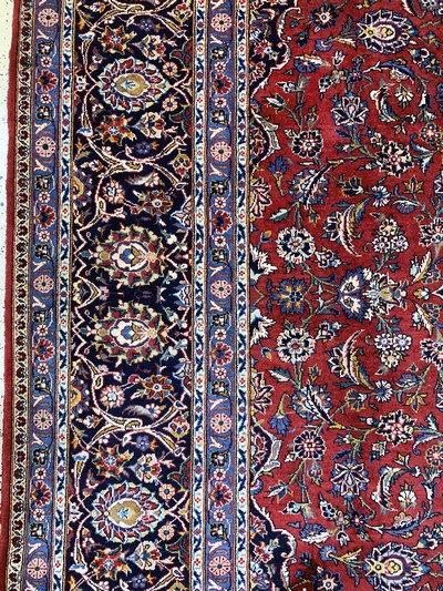 27151122c - Keschan fein signiert, Persien, Mitte 20.Jhd, Wolle auf Baumwolle, ca. 397 x 299 ...