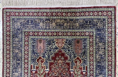 27151921a - Silk Kayseri fine, Turkey, mid-20th century, pure natural silk, approx. 160 x 95 cm, ...
