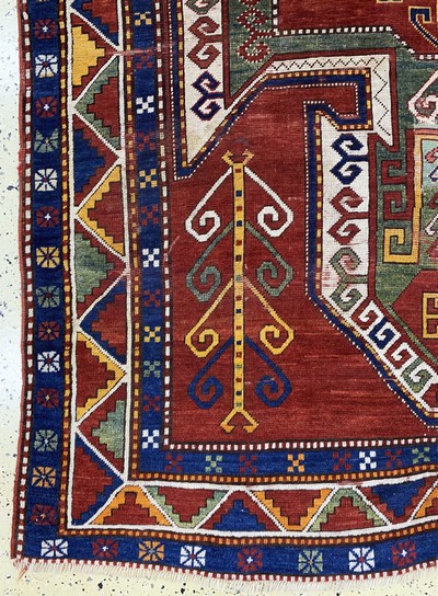27152078b - ´Sewan´Kazak antik, Kaukasus, 19.Jhd, Wolleauf Wolle, ca. 250 x 180 cm, EHZ: ...
