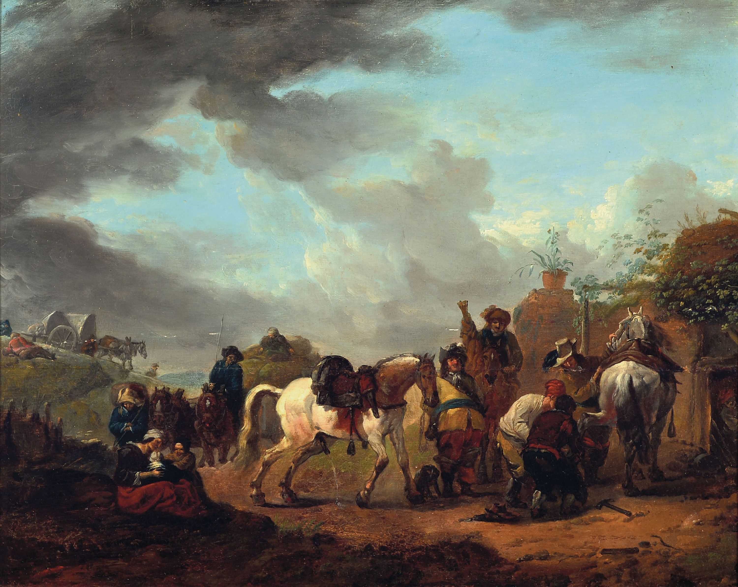 Image 27152199 - In der Art des Philips Wouwerman, 1619-1668 Haarlem, italienisch anmutende Landschaft ...