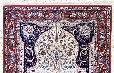 27152191a - Esfahan fein, China, Mitte 20.Jhd, Korkwolle auf Baumwolle, ca. 185 x 125 cm, ...