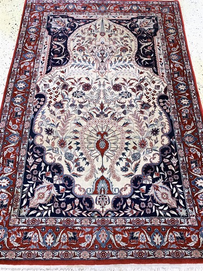 27152191d - Esfahan fein, China, Mitte 20.Jhd, Korkwolle auf Baumwolle, ca. 185 x 125 cm, ...