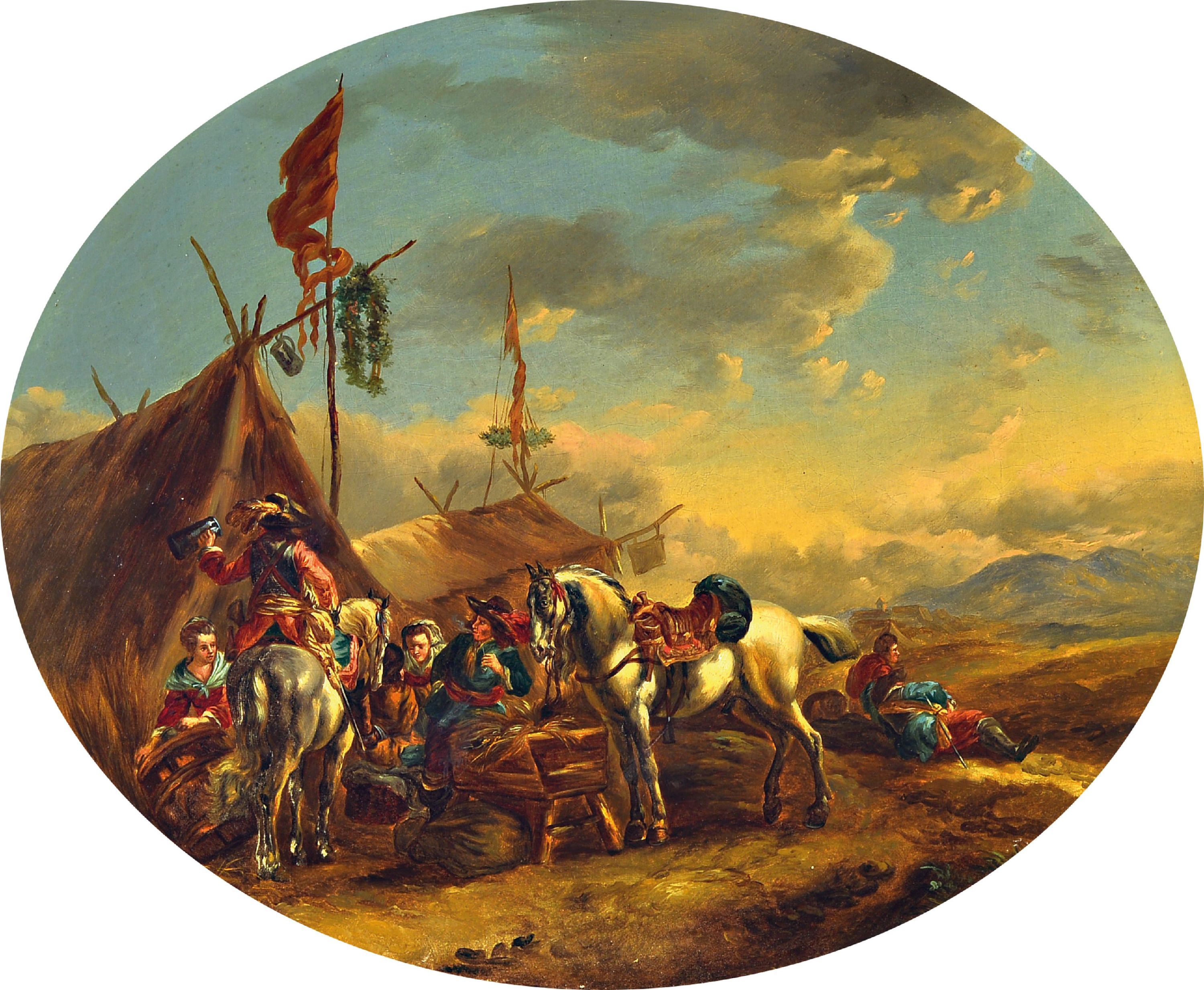 Image 27152214 - Nachfolge des Philips Wouwerman (1619-1668), 18.Jh., rastende Gesellschaft vor ...