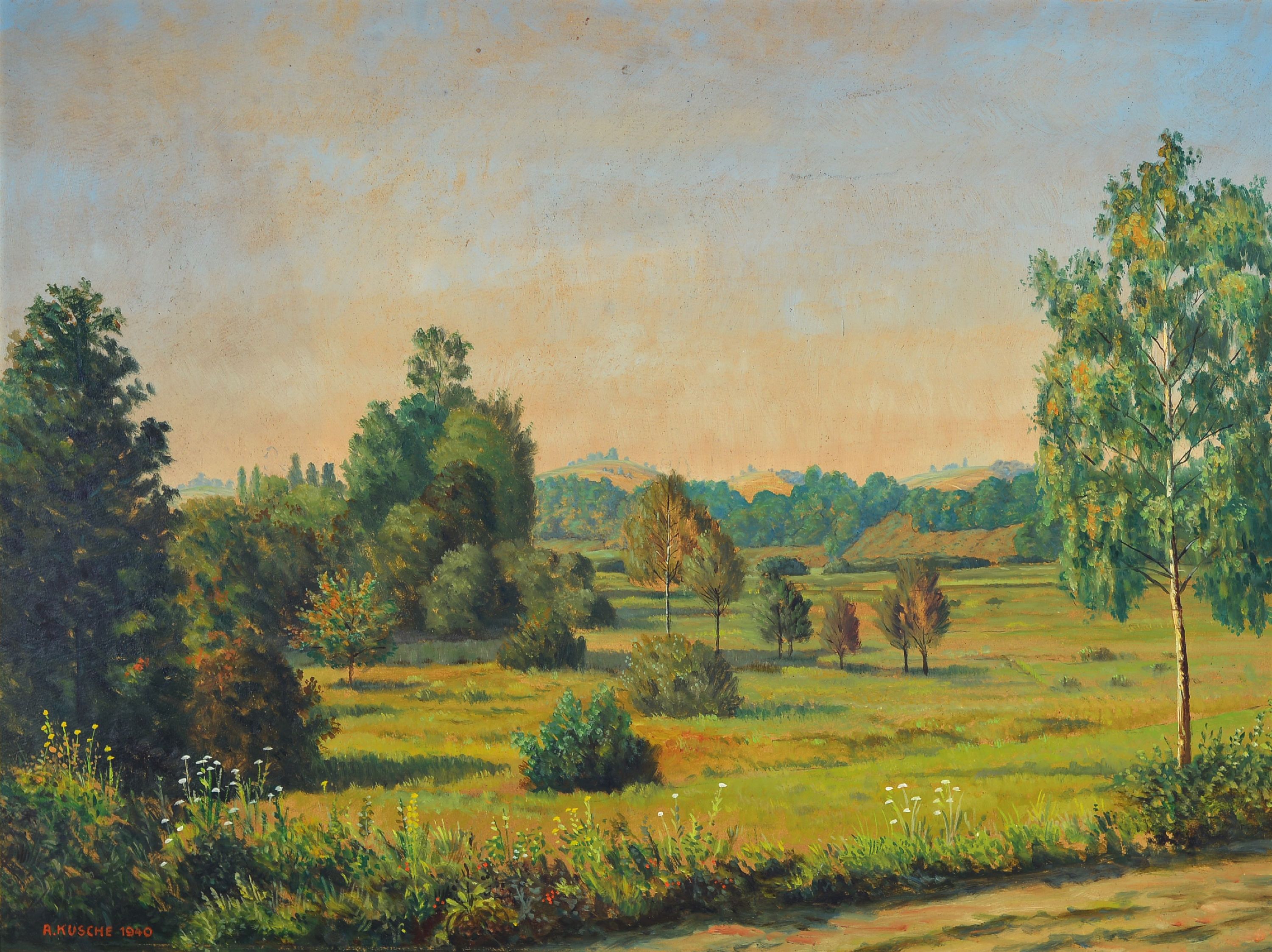 Image 27152224 - Alfred Kusche, 1884-1984 Karlsruhe, late summer landscape, signed and dated 1940, ...