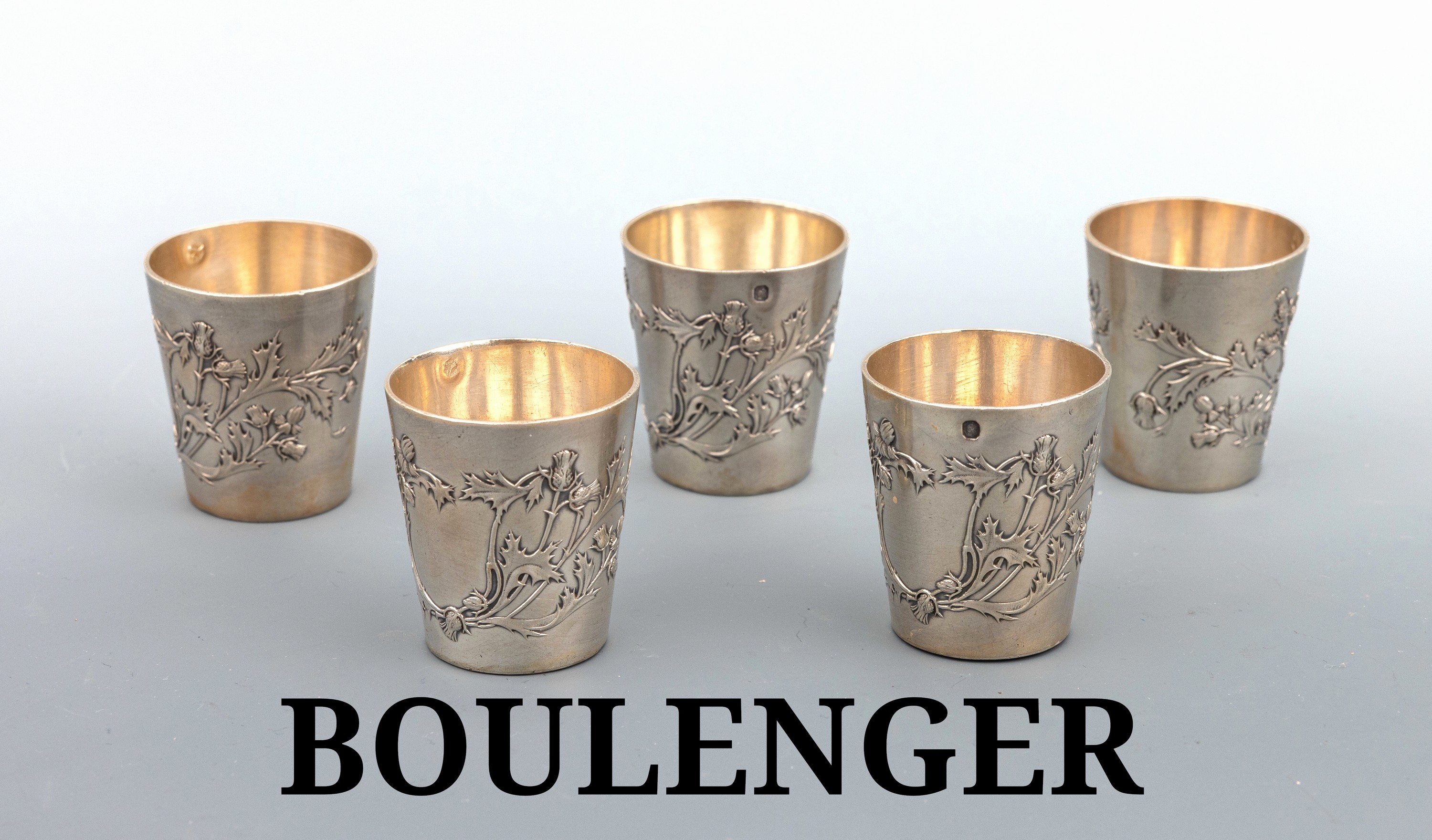 Image 27152299 - 5 Jugendstil Stamperl/Mini-Becher, Frankreich um 1900, 950er Silber, ...