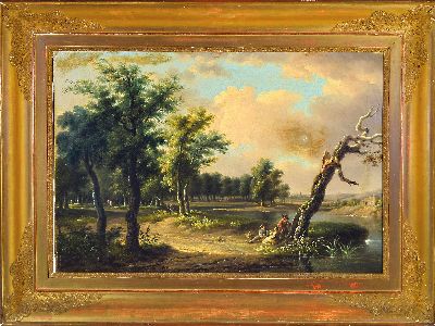 27152201k - Unbekannter Traditionalist, um 1830-60, Waldlandschaft mit Flusslauf, vereinzelt ...