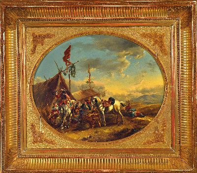 27152214k - Nachfolge des Philips Wouwerman (1619-1668), 18.Jh., rastende Gesellschaft vor ...