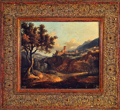 27152220k - Unbekannter Künstler um 1800, norditalienische Landschaft mit Pärchen auf der Rast, ...