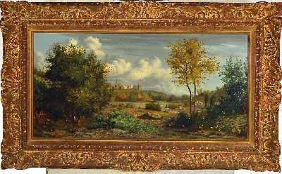 27152290k - J.J. Mallet, datiert 1819, italienische Landschaft mit Stadt am Hochufer eines ...