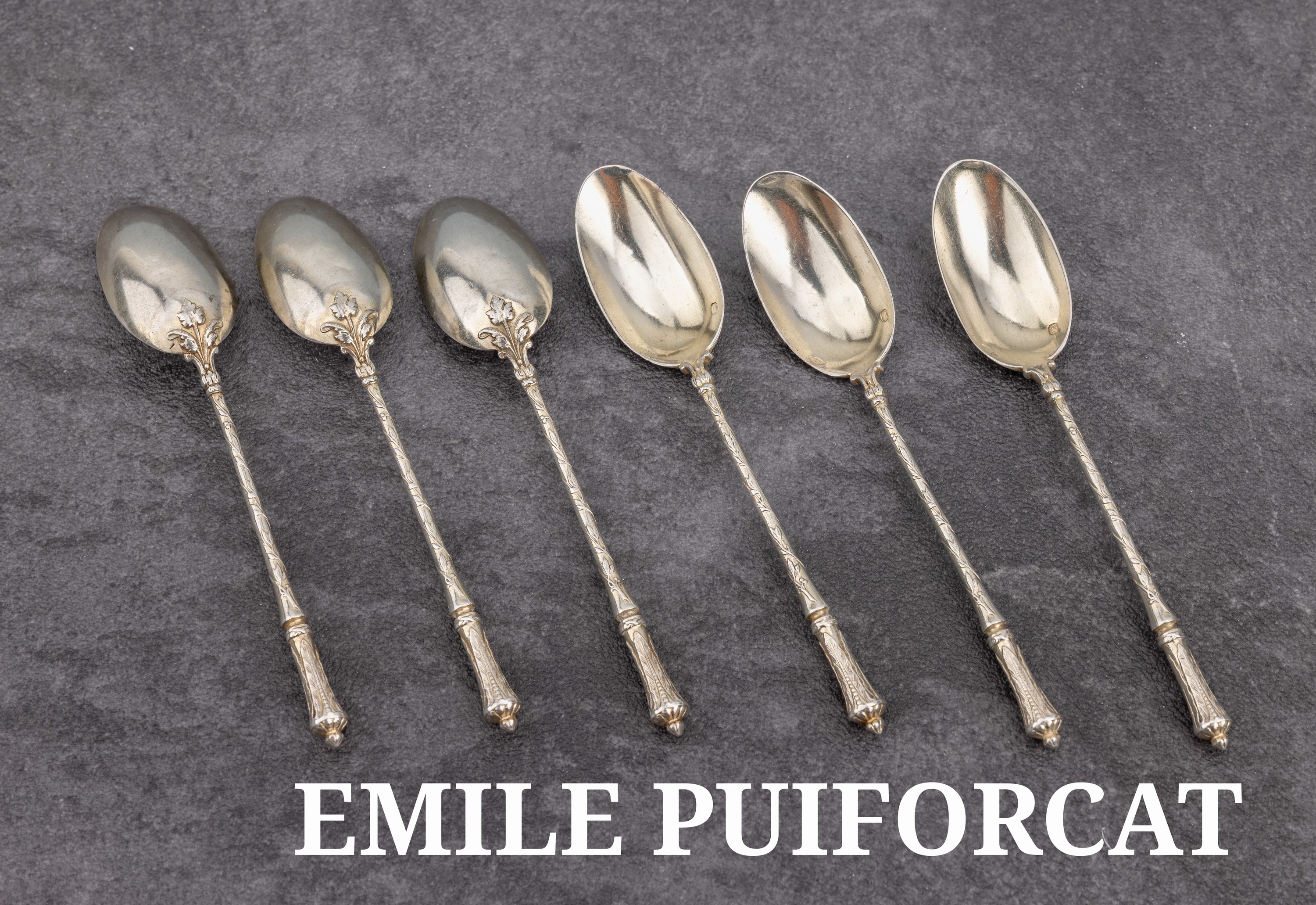 Image 27152312 - Set 10 EMILE PUIFORCAT Dessert- bzw. Eislöffel, Frankreich um 1900, 950er ...