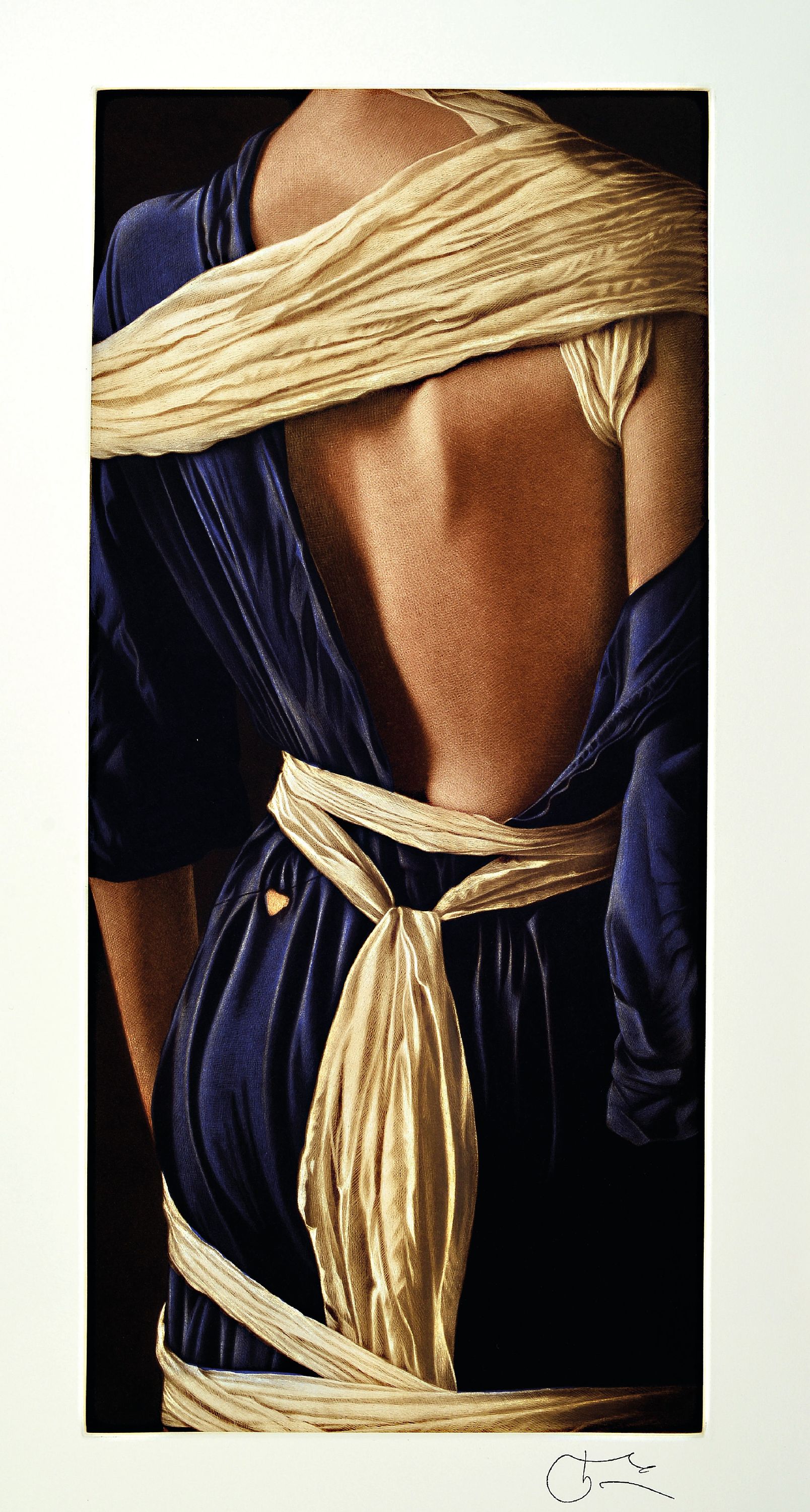 Image 27152330 - Willi Kissmer, geb. 1951, Radierung, Rückenakt mit blauen Kleid mit Tüchern, ...