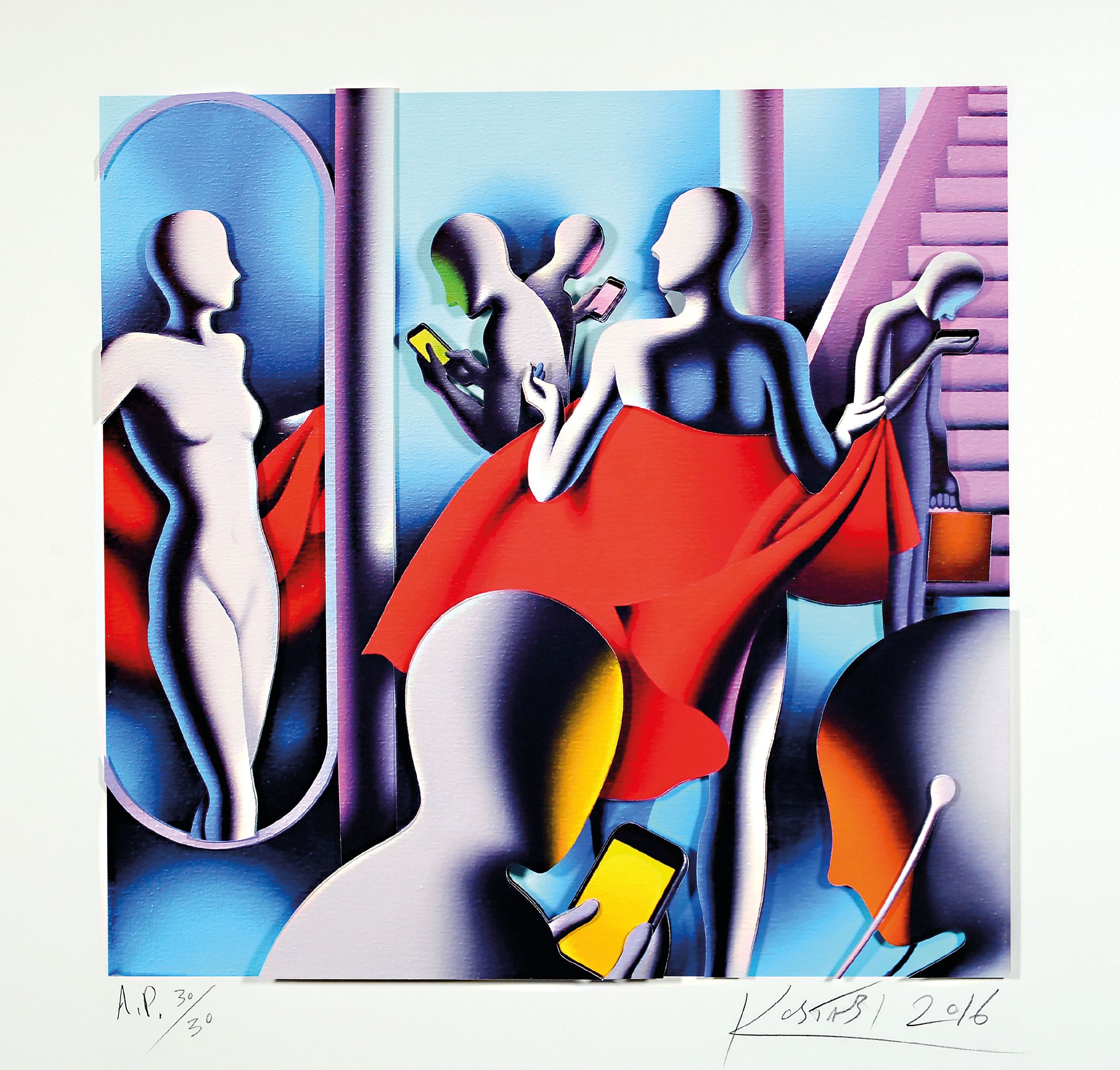 Image 27152347 - Mark Kostabi geb. 1960, 3D-Konstruktion, sign., dat. 2016, num. A.P. 30/30 , ca. 60x63 cm