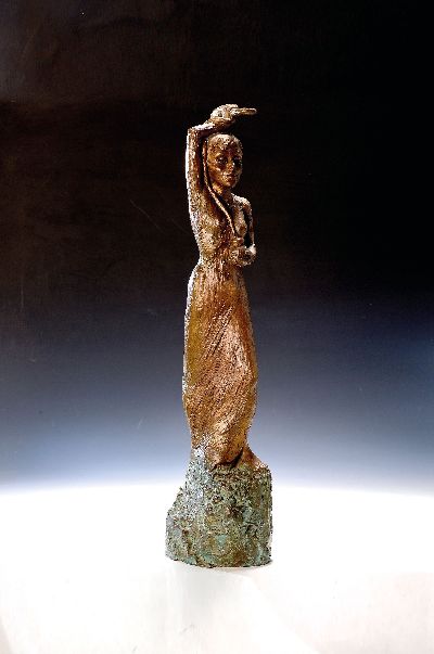 27153073k - Waltraud Suckow, 1924-2009, Bronzeskulptur, Metamorphose Eva, ´Positive Pandora´, Unikat ...