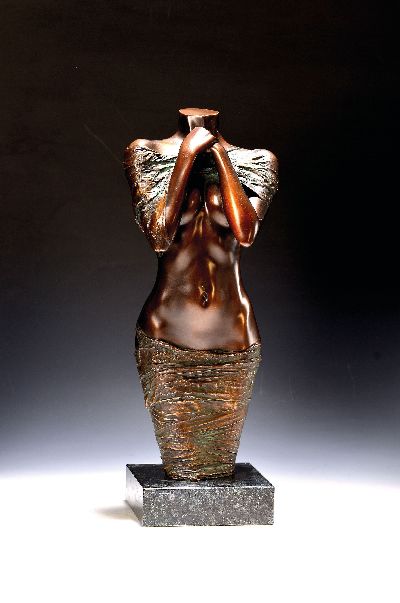 27153168k - Willi Kissmer, geb. 1951, Bronzeskulptur, Halbakt II, sign., num. 48/49, H.ca. 54 cm