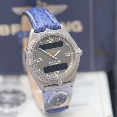 27153179d - BREITLING Multifunktionsuhr Aerospace Referenz 80360, quarz, Titangeh. inkl. Lederband ...