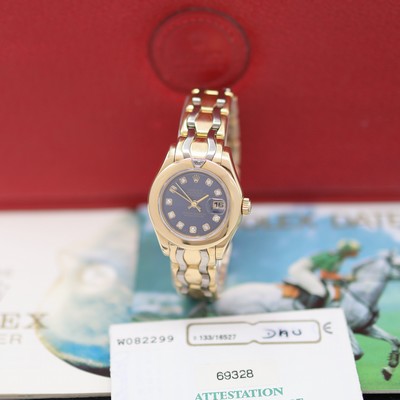 Image ROLEX rare ladies wristwatch Oyster Perpetual Datejust Pearlmaster reference 69328, self ...