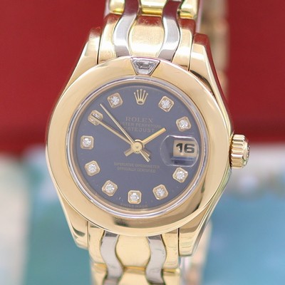 27153199a - ROLEX seltene Damenarmbanduhr Oyster Perpetual Datejust Pearlmaster Referenz 69328, ...