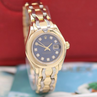 27153199b - ROLEX seltene Damenarmbanduhr Oyster Perpetual Datejust Pearlmaster Referenz 69328, ...