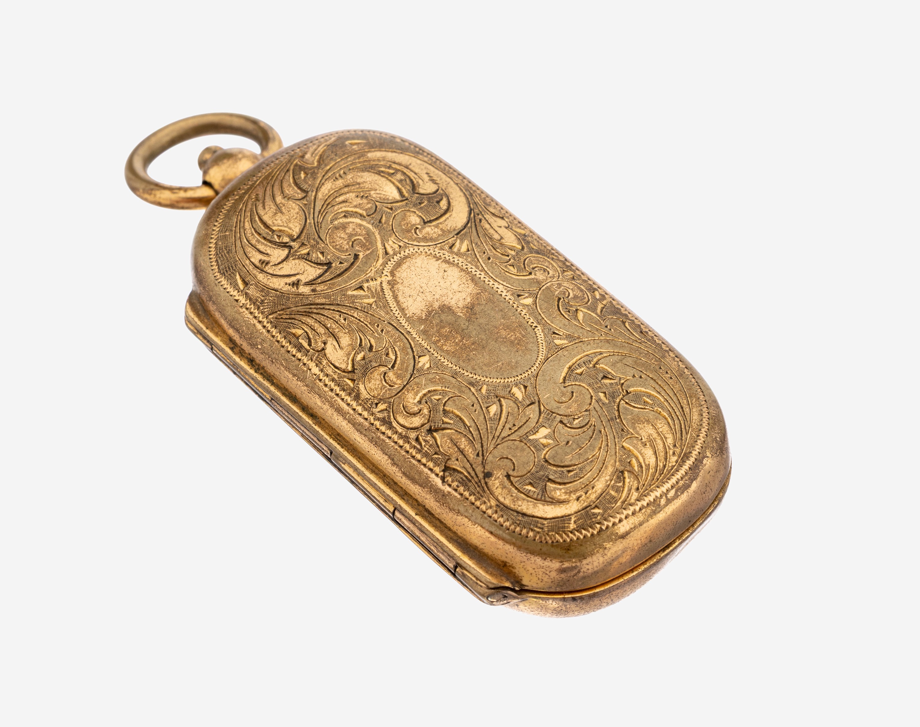 Image 27153352 - Münz-Etui, um 1900, Metall verg., ovale Grundform, Rokoko-Dekor, innen Fächer für 2 ...