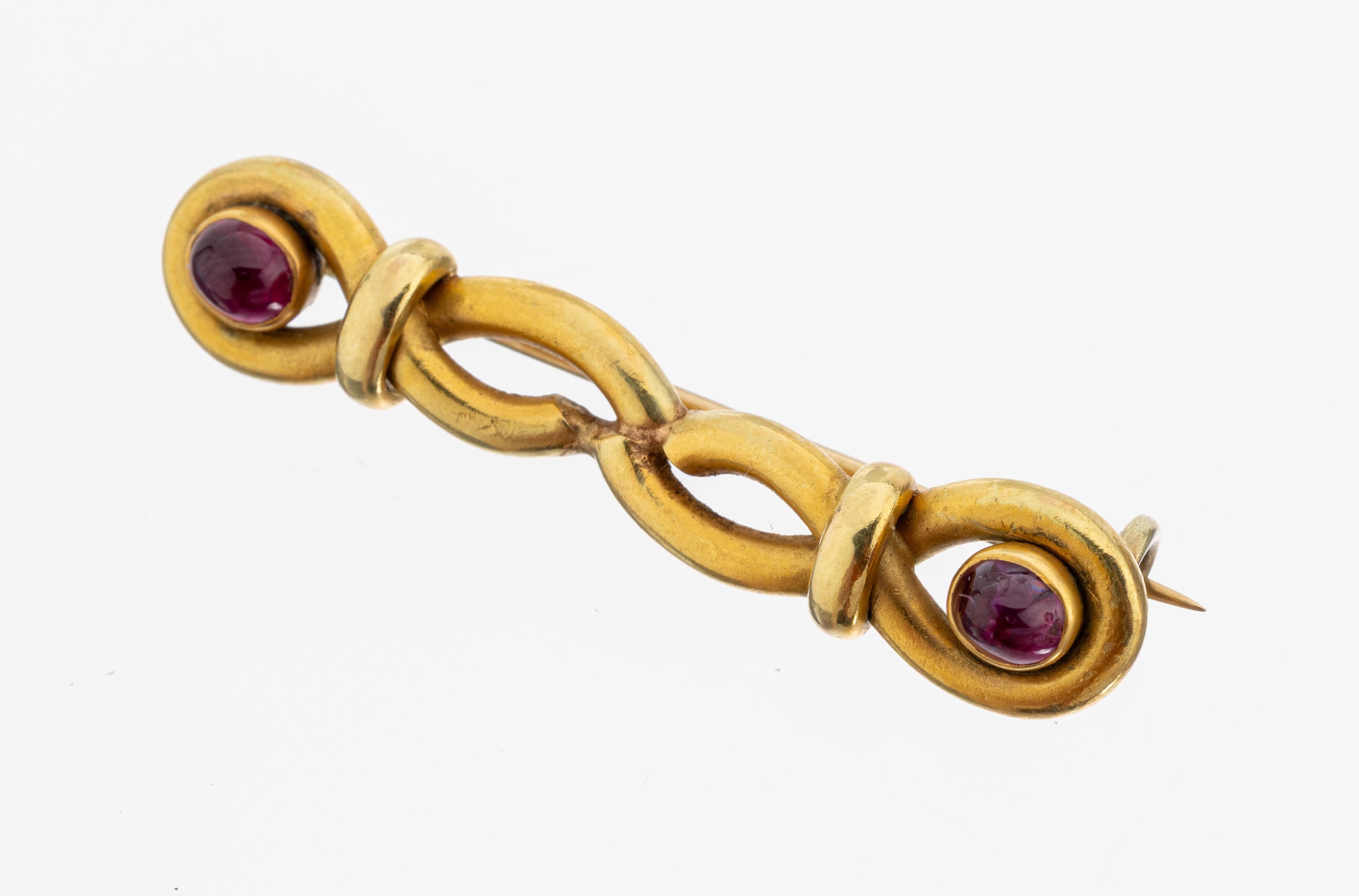 Image 27153362 - 14 kt Gold Turmalin-Brosche, um 1920, GG 585/000 gepr., ungewöhnliche Gestaltung, 2 ...