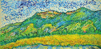 27153425k - Peter Dörffel, 1935 Halle-2021 Heidelberg, Bergstraßen-Landschaft, Blick auf ...
