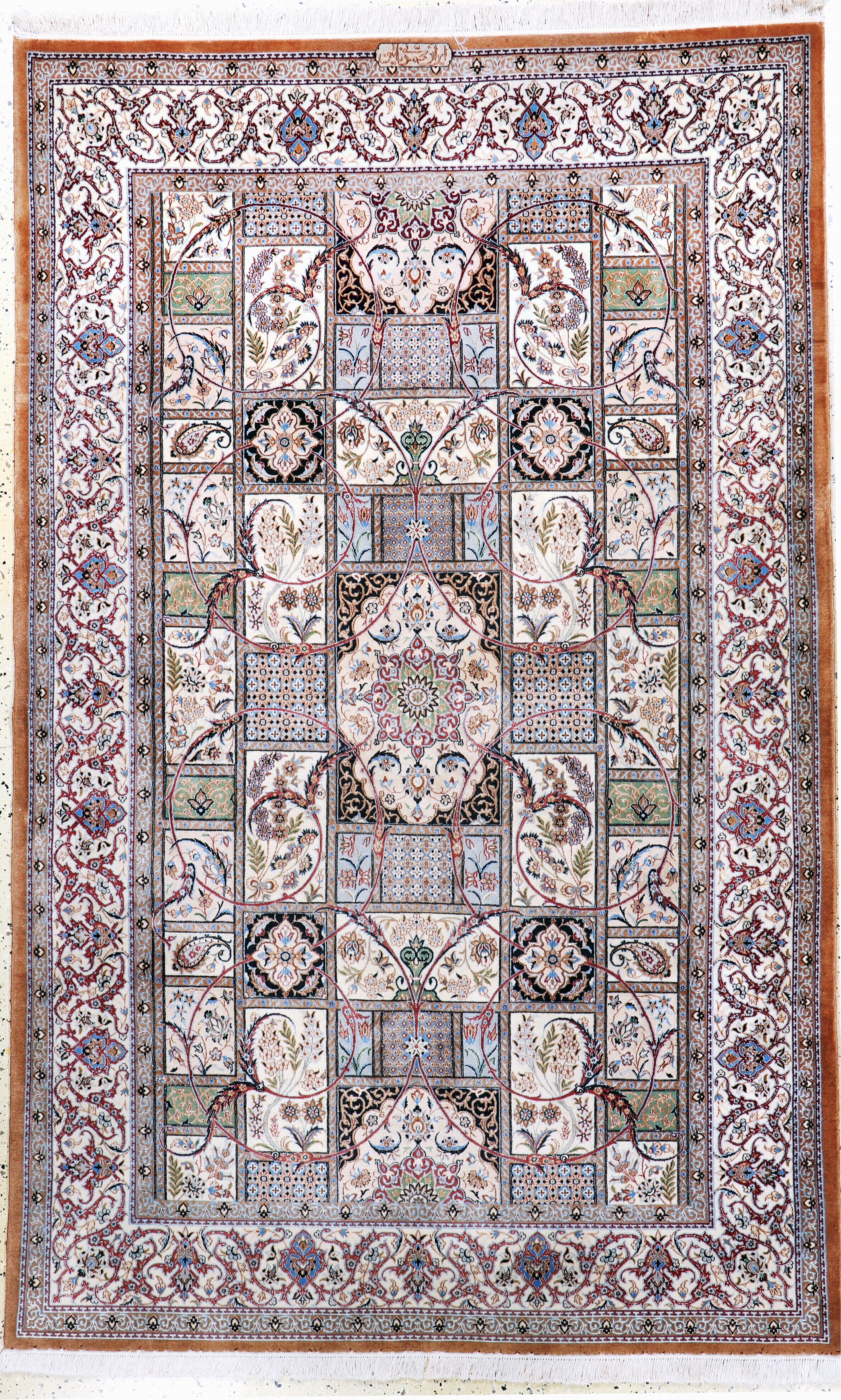 Image 27154047 - Nain fein(6 La), Persien, Ende 20.Jhd, Korkwolle mit Seide, ca. 247 x 154 cm, ca. ...