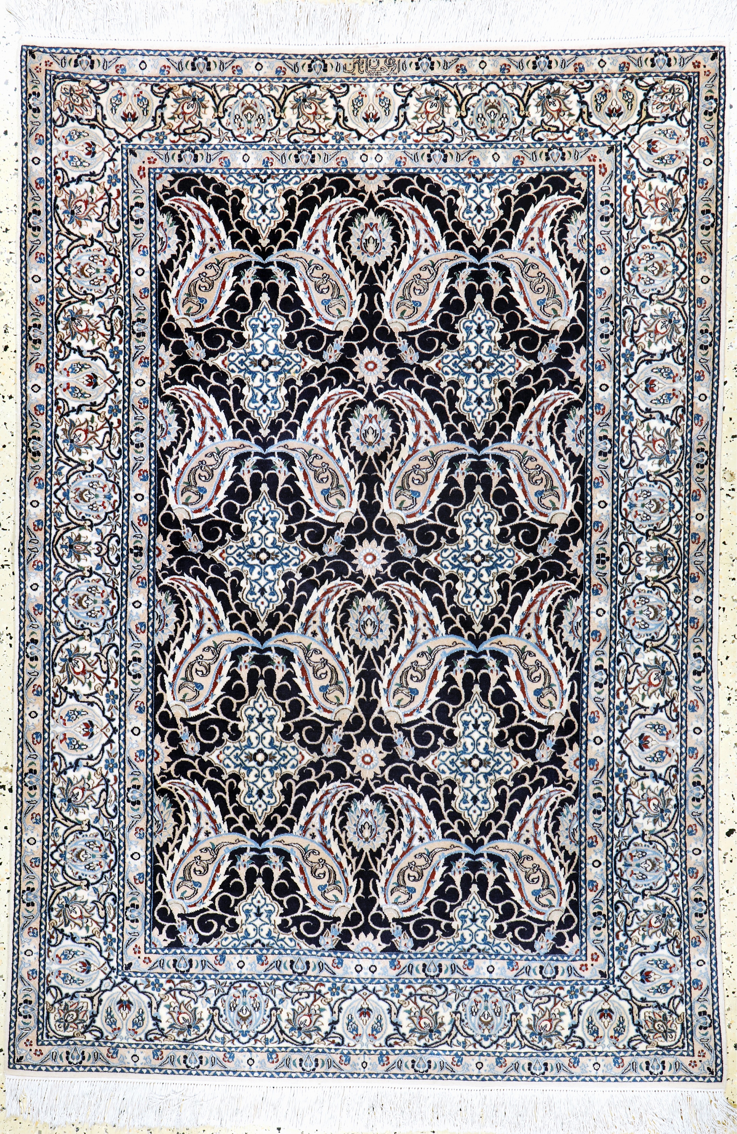 Image 27154049 - Nain fein(6 La), Persien, Mitte 20.Jhd, Korkwolle mit Seide, ca. 178 x 120 cm, ca. ...