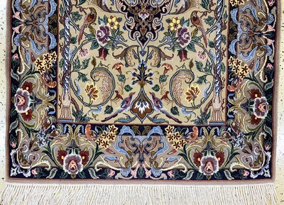 27154034b - Esfahan fein, Persien, Mitte 20.Jhd, Korkwolle auf Seide, ca. 171 x 109 cm, ca. 1,0Mio. ...