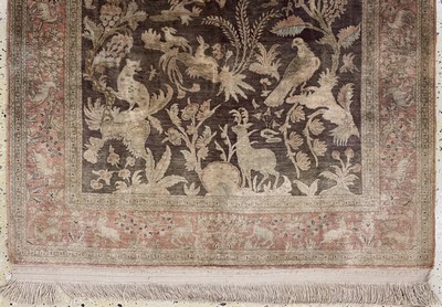 27154040a - Ghom Seide signiert, Persien, Mitte 20.Jhd, reine Naturseide, ca. 155 x 105 cm, ...