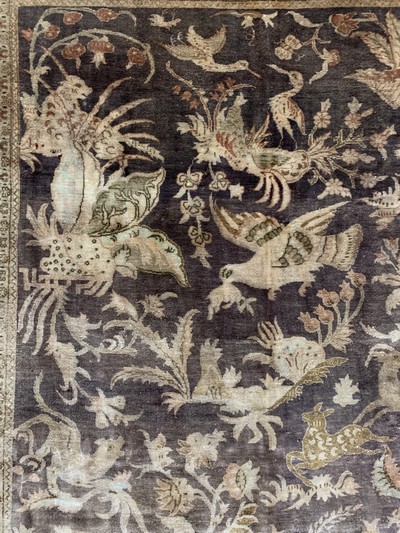 27154040c - Ghom Seide signiert, Persien, Mitte 20.Jhd, reine Naturseide, ca. 155 x 105 cm, ...