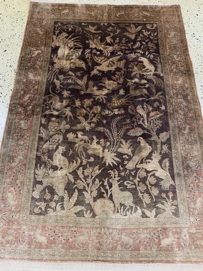 27154040h - Ghom Seide signiert, Persien, Mitte 20.Jhd, reine Naturseide, ca. 155 x 105 cm, ...