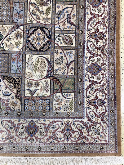27154047a - Nain fein(6 La), Persien, Ende 20.Jhd, Korkwolle mit Seide, ca. 247 x 154 cm, ca. ...