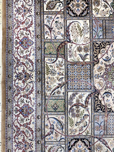 27154047e - Nain fein(6 La), Persien, Ende 20.Jhd, Korkwolle mit Seide, ca. 247 x 154 cm, ca. ...