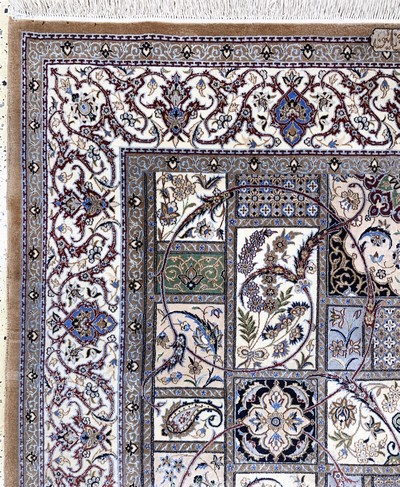 27154047g - Nain fein(6 La), Persien, Ende 20.Jhd, Korkwolle mit Seide, ca. 247 x 154 cm, ca. ...
