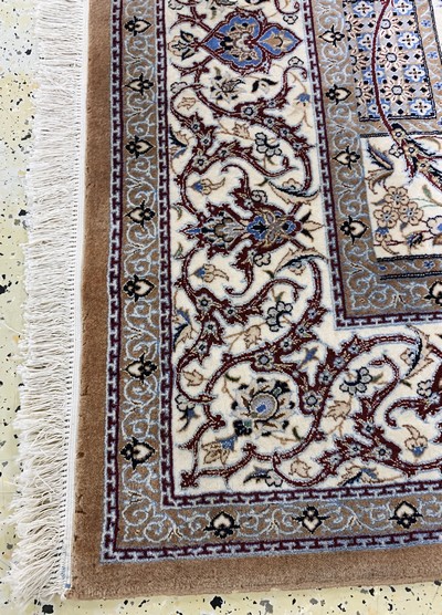 27154047k - Nain fein(6 La), Persien, Ende 20.Jhd, Korkwolle mit Seide, ca. 247 x 154 cm, ca. ...
