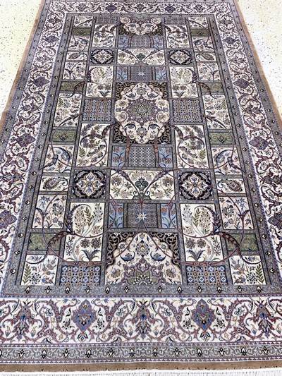 27154047l - Nain fein(6 La), Persien, Ende 20.Jhd, Korkwolle mit Seide, ca. 247 x 154 cm, ca. ...