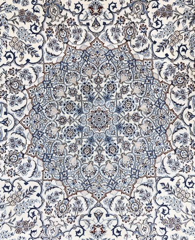 27154050d - Nain fein(6 La), Persien, Ende 20.Jhd, Korkwolle mit Seide, ca. 261 x 258 cm, ca. ...