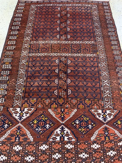 27154052d - Ersari Engsi antik, Turkmenistan, 19-.Jhd, Wolle auf Wolle, ca. 210 x 135 cm, EHZ: 3 ...