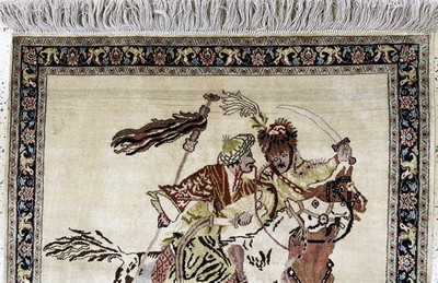 27154070a - Seidenteppich, Ägypten, Ende 20.Jhd, Seide auf Baumwolle, ca. 114 x 102 cm, EHZ: ...