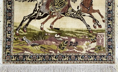 27154070b - Seidenteppich, Ägypten, Ende 20.Jhd, Seide auf Baumwolle, ca. 114 x 102 cm, EHZ: ...