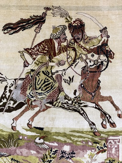 27154070c - Seidenteppich, Ägypten, Ende 20.Jhd, Seide auf Baumwolle, ca. 114 x 102 cm, EHZ: ...