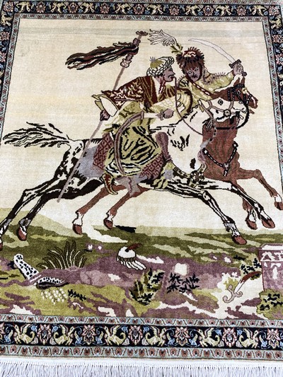 27154070d - Seidenteppich, Ägypten, Ende 20.Jhd, Seide auf Baumwolle, ca. 114 x 102 cm, EHZ: ...